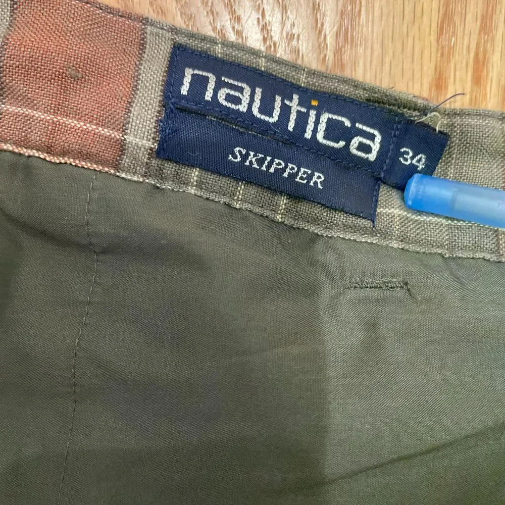 Nautica Skipper Plaid 100% Linen Pleated Shorts Men's Size 34 - Picture 3 of 8